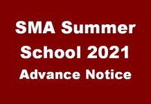 SMA SUMMER SCHOOL 2021 – date for your Diary